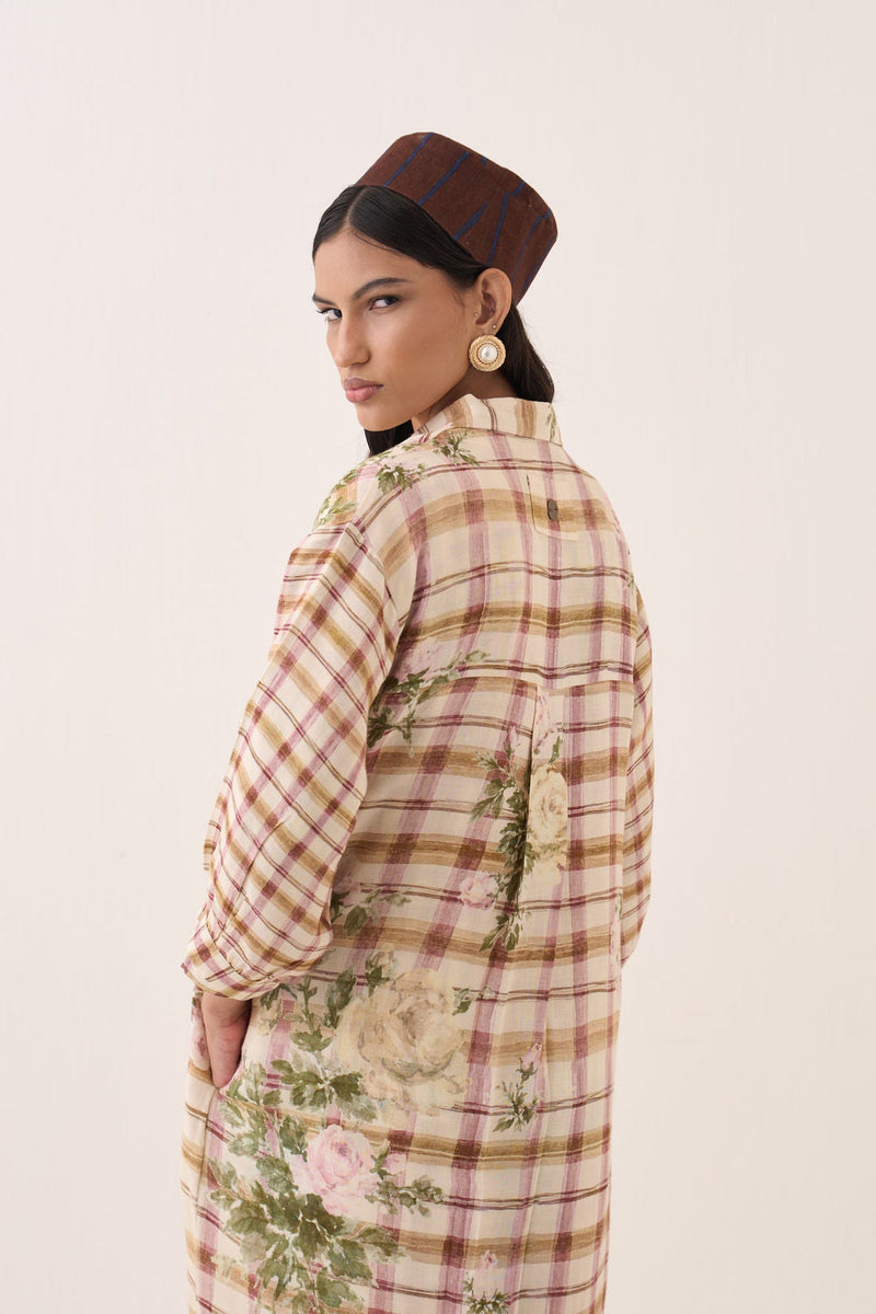 Jaali Trench Jacket Set cotton slub co-ord set by O'Frida in ivory for women in Singapore