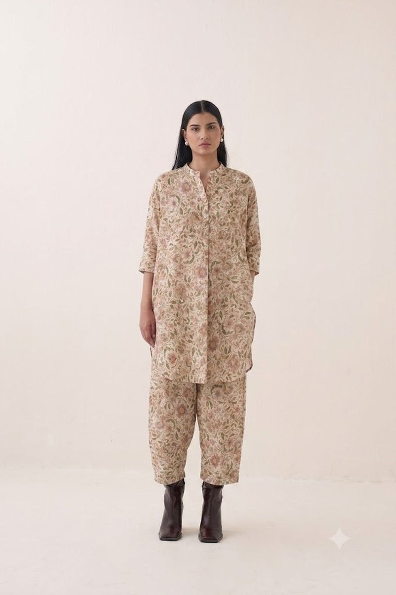 Gulzar Batwing Kurta Set bemberg muslin co-ord set by O'Frida in off white for women in Singapore
