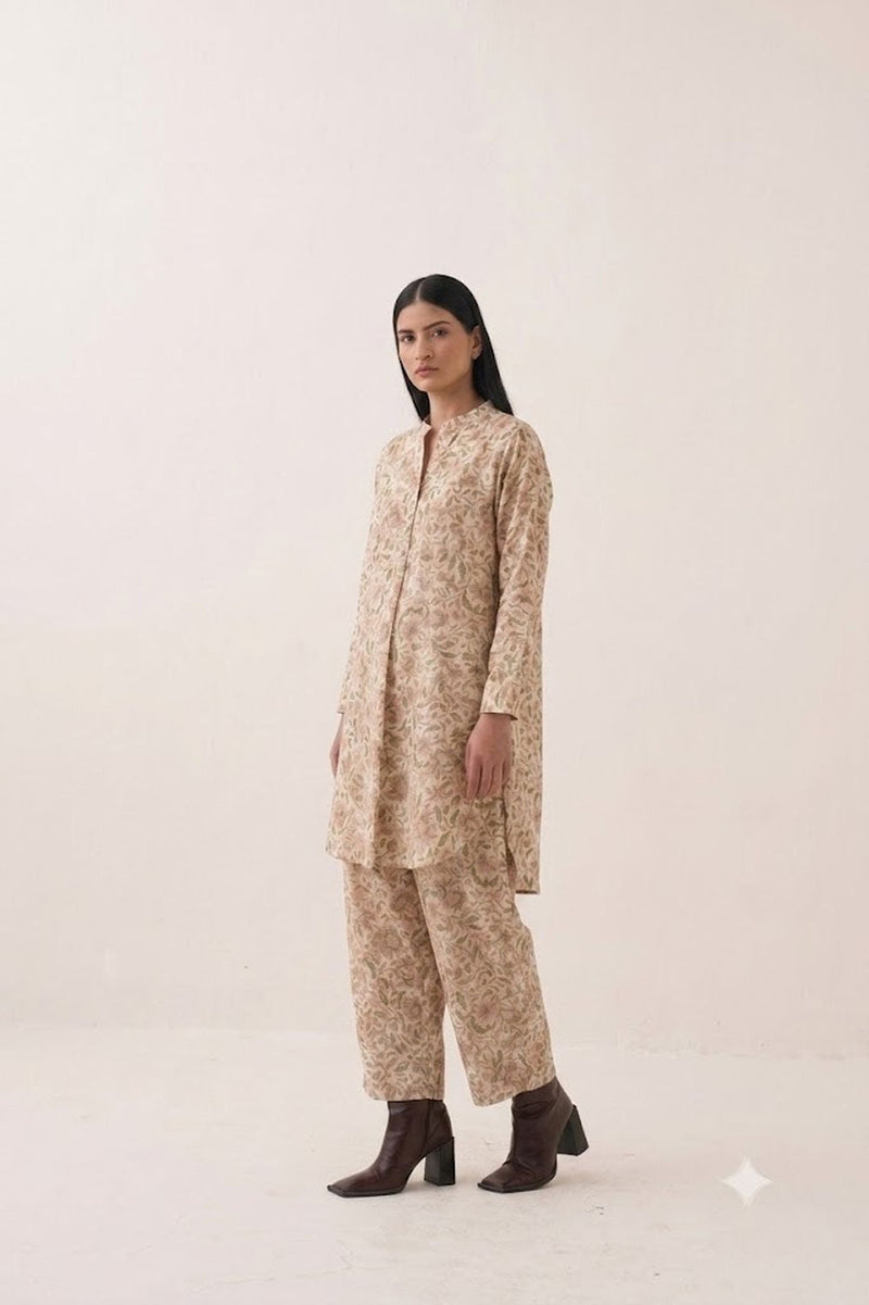 Gulzar Batwing Kurta Set bemberg muslin co-ord set by O'Frida in off white for women in Singapore