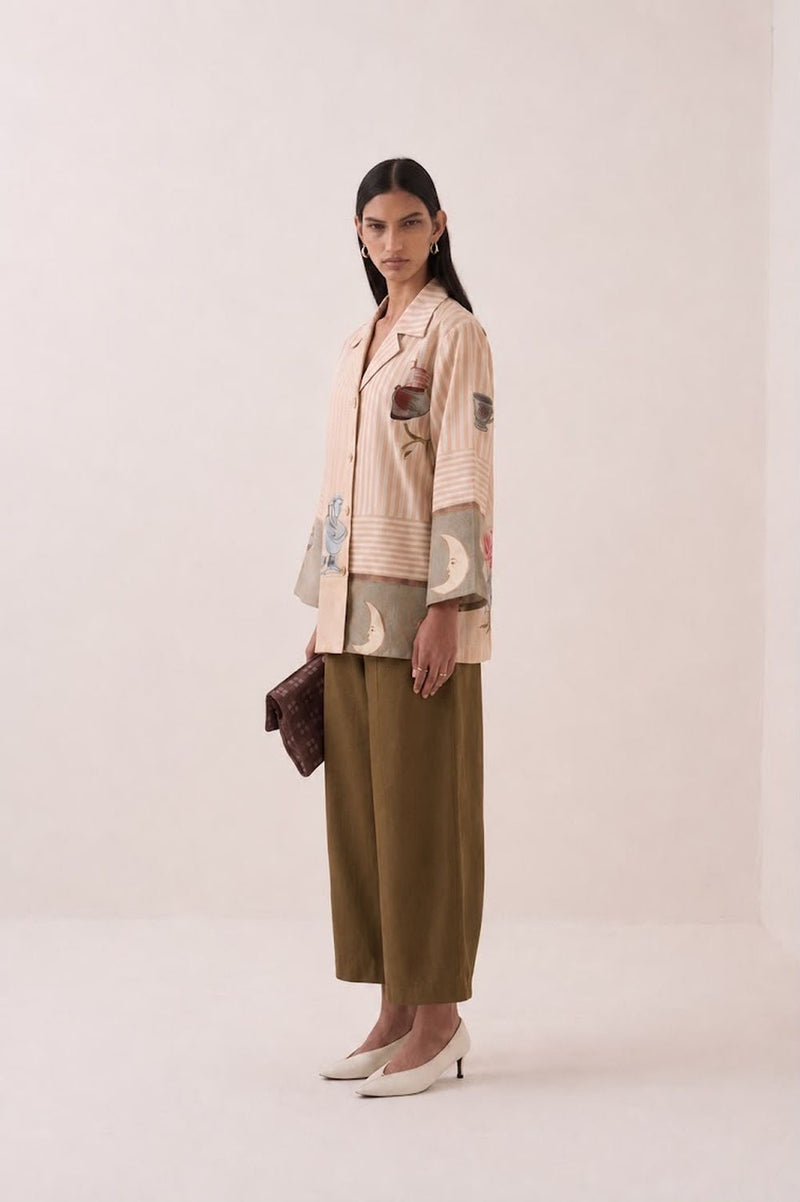 Nakshatra Psyflora Shirt Set poplin co-ord set by O'Frida in multi-color for women in Singapore
