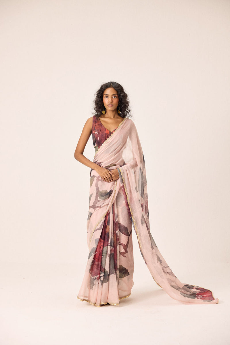 Ruya Saree kota doria by Khara Kapas in pink for women in Singapore