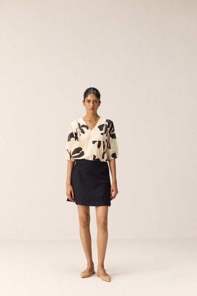 Tulia Top cotton by Khara Kapas in black for women in Singapore