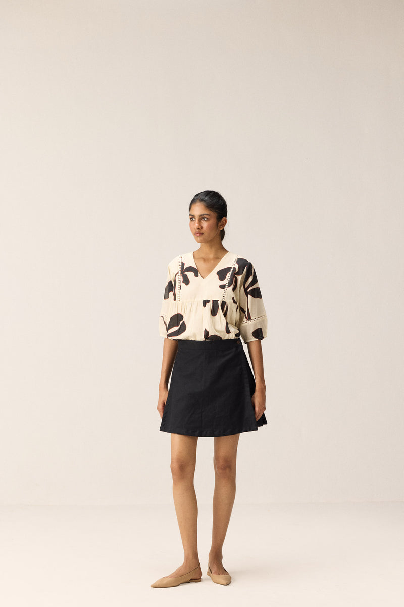 Tulia Top cotton by Khara Kapas in black for women in Singapore