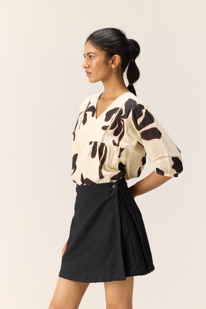 Tulia Top cotton by Khara Kapas in black for women in Singapore