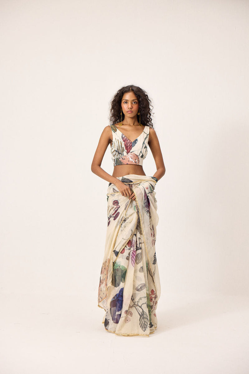 Avery Blouse mul by Khara Kapas in ecru for women in Singapore