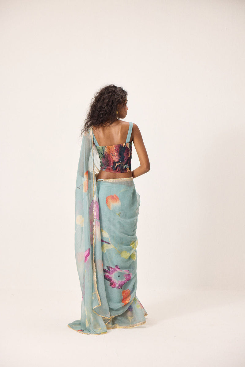 Helen Saree kota doria by Khara Kapas in blue for women in Singapore