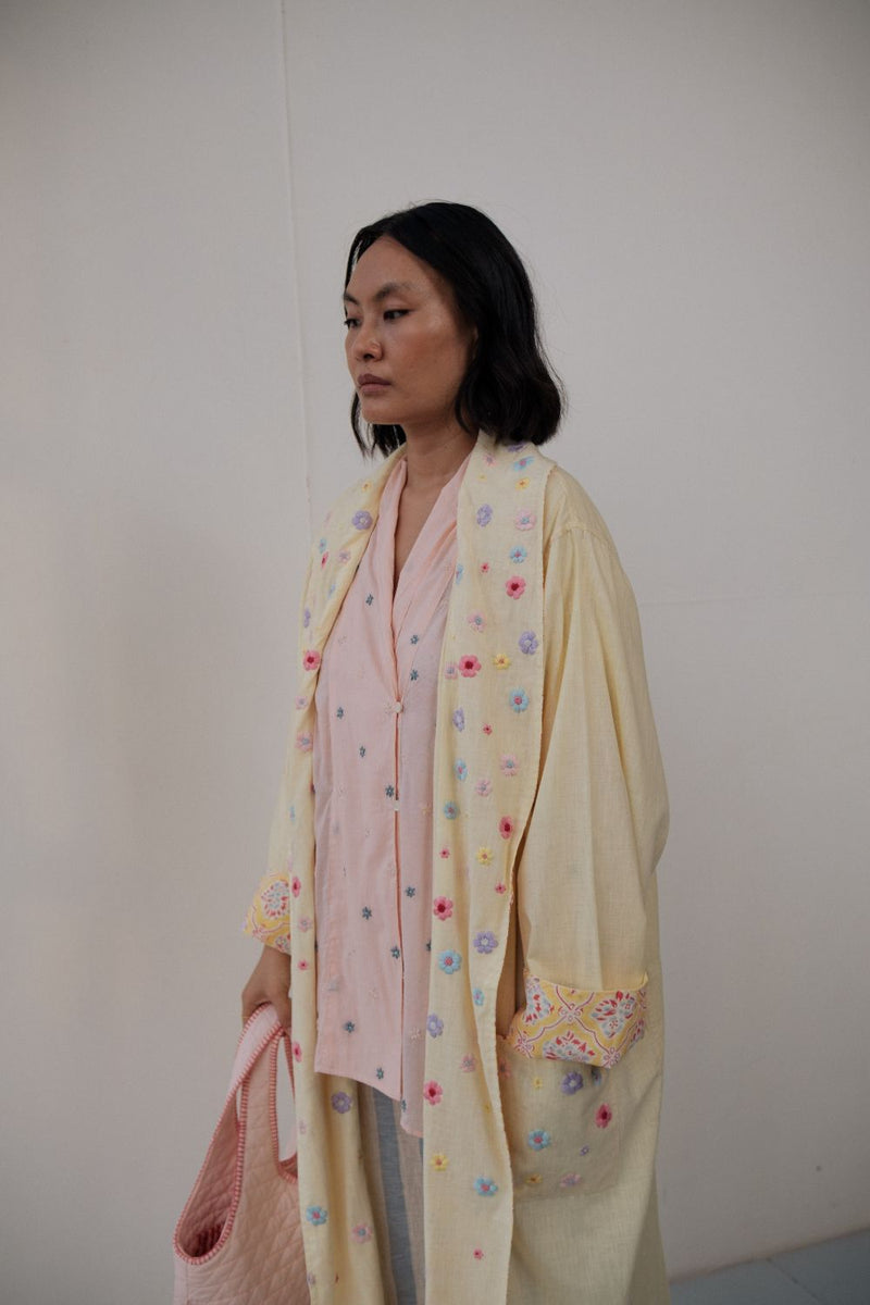 FUL OVERLAY cotton by TOKREE in yellow color for women in Singapore