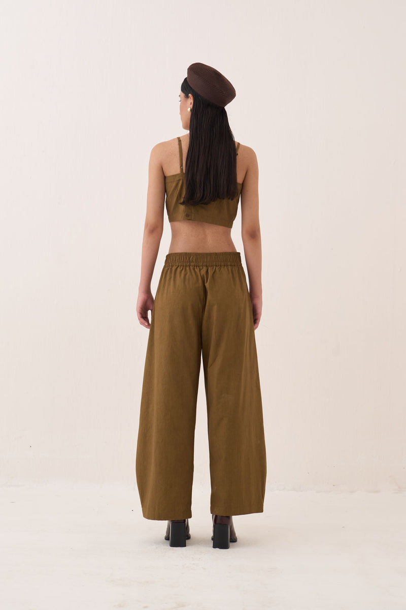 Sage Bralette cotton slub top/shirt by O'Frida in olive for women in Singapore