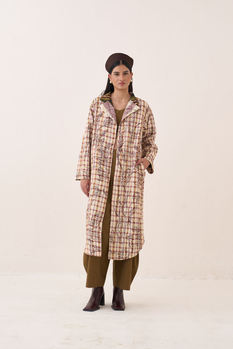 Hari Trench Jacket Set bemberg muslin co-ord set by O'Frida in multi-color for women in Singapore