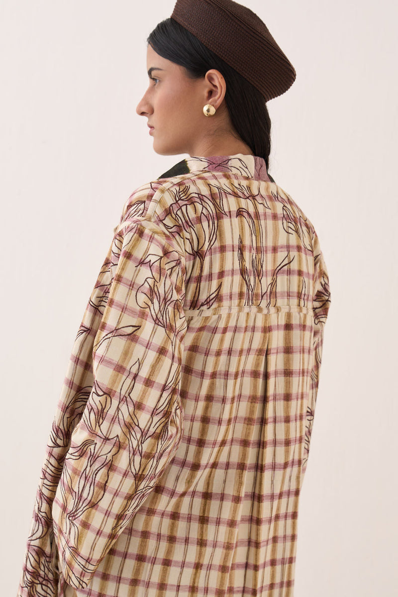 Hari Reversible Trench Jacket bemberg muslin jacket/overlay by O'Frida in multi-color for women in Singapore