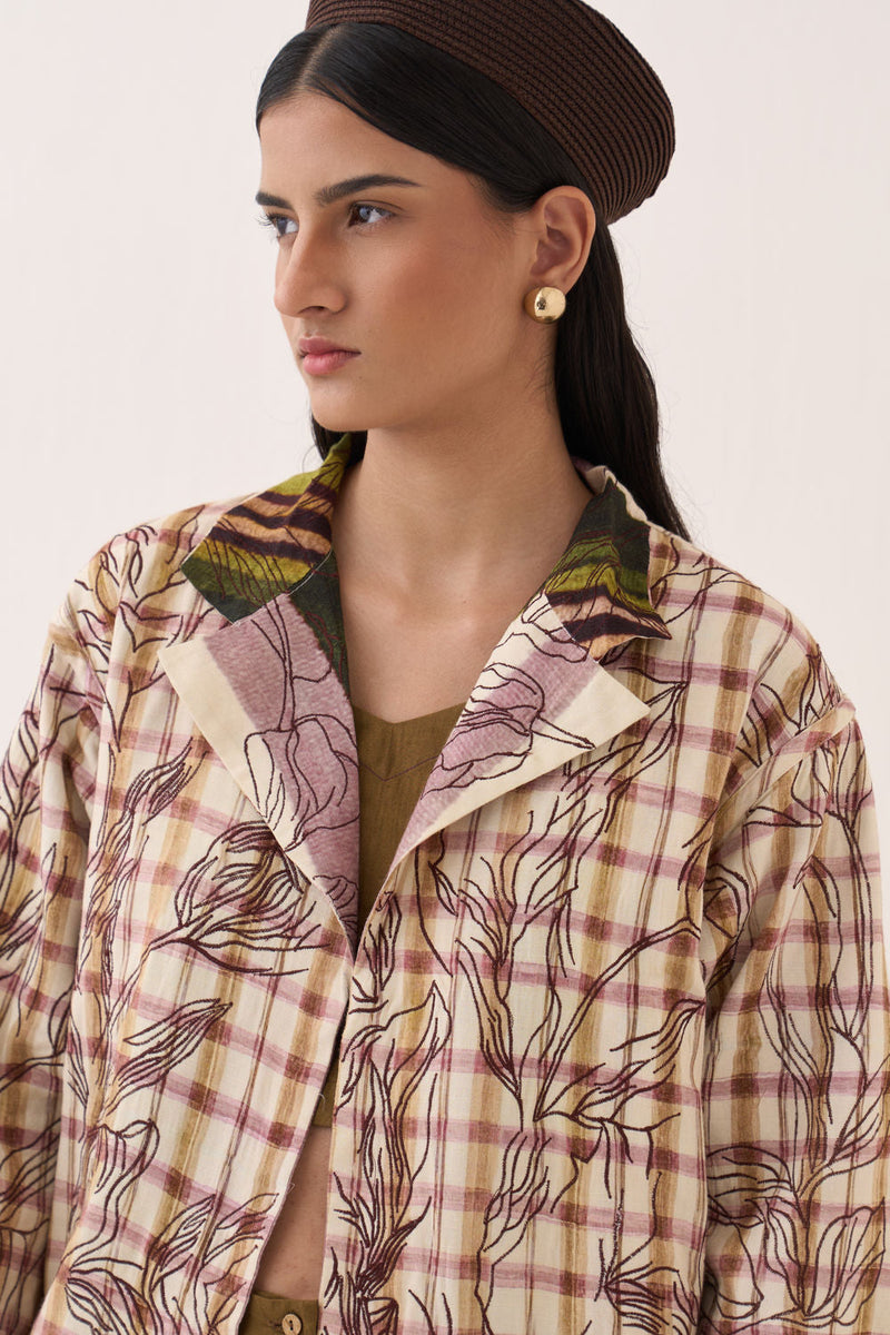 Hari Trench Jacket Set bemberg muslin co-ord set by O'Frida in multi-color for women in Singapore