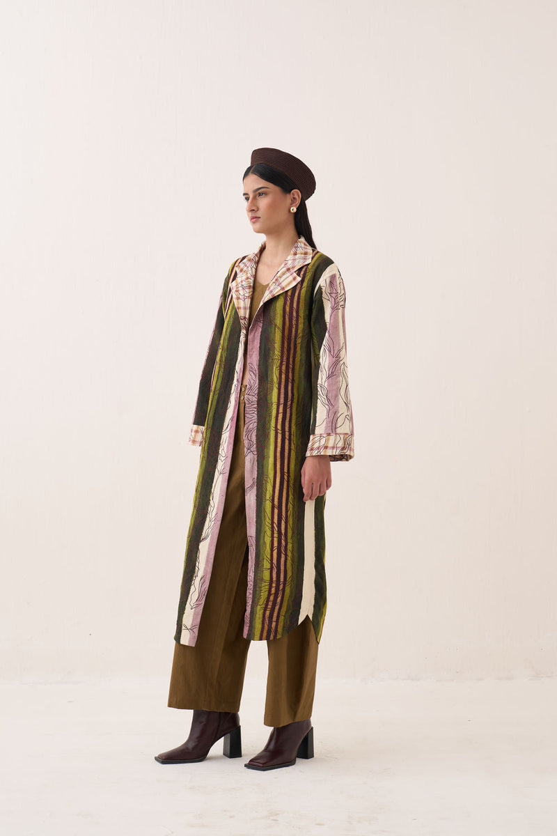 Hari Reversible Trench Jacket bemberg muslin jacket/overlay by O'Frida in multi-color for women in Singapore