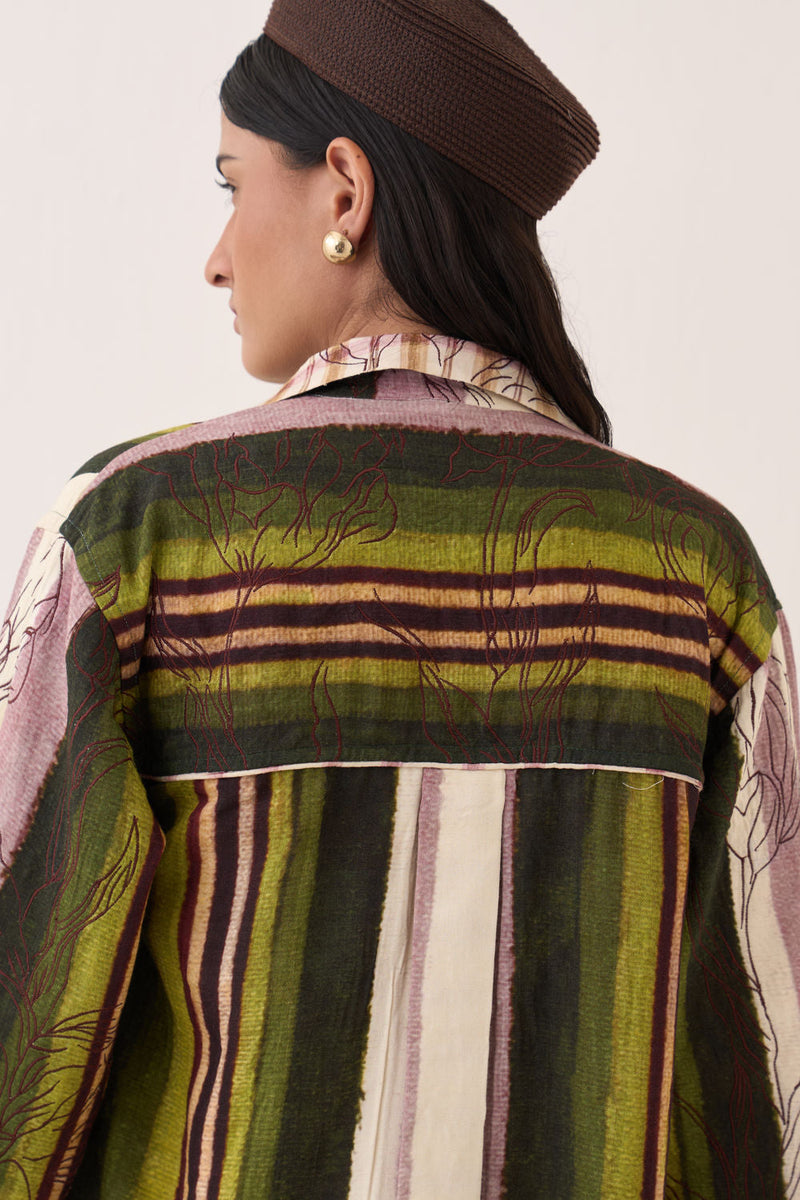 Hari Reversible Trench Jacket bemberg muslin jacket/overlay by O'Frida in multi-color for women in Singapore