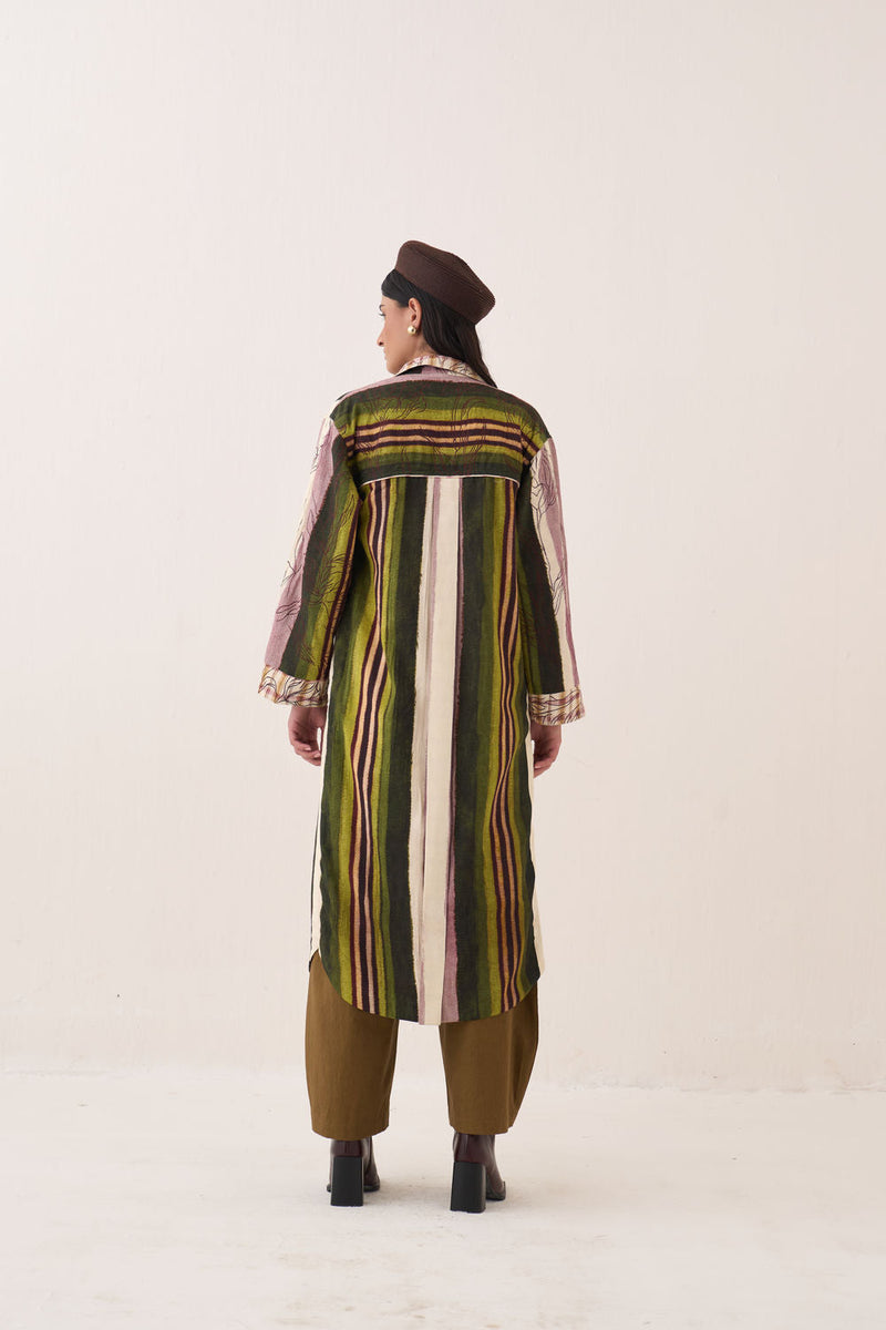 Hari Reversible Trench Jacket bemberg muslin jacket/overlay by O'Frida in multi-color for women in Singapore