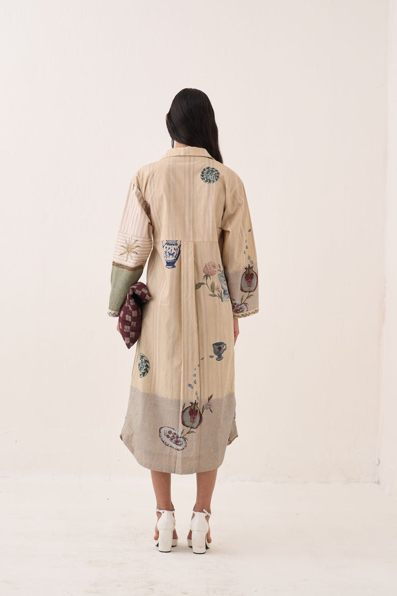 Nakshatra Wrap Tie Knot Dress poplin dress by O'Frida in ivory for women in Singapore