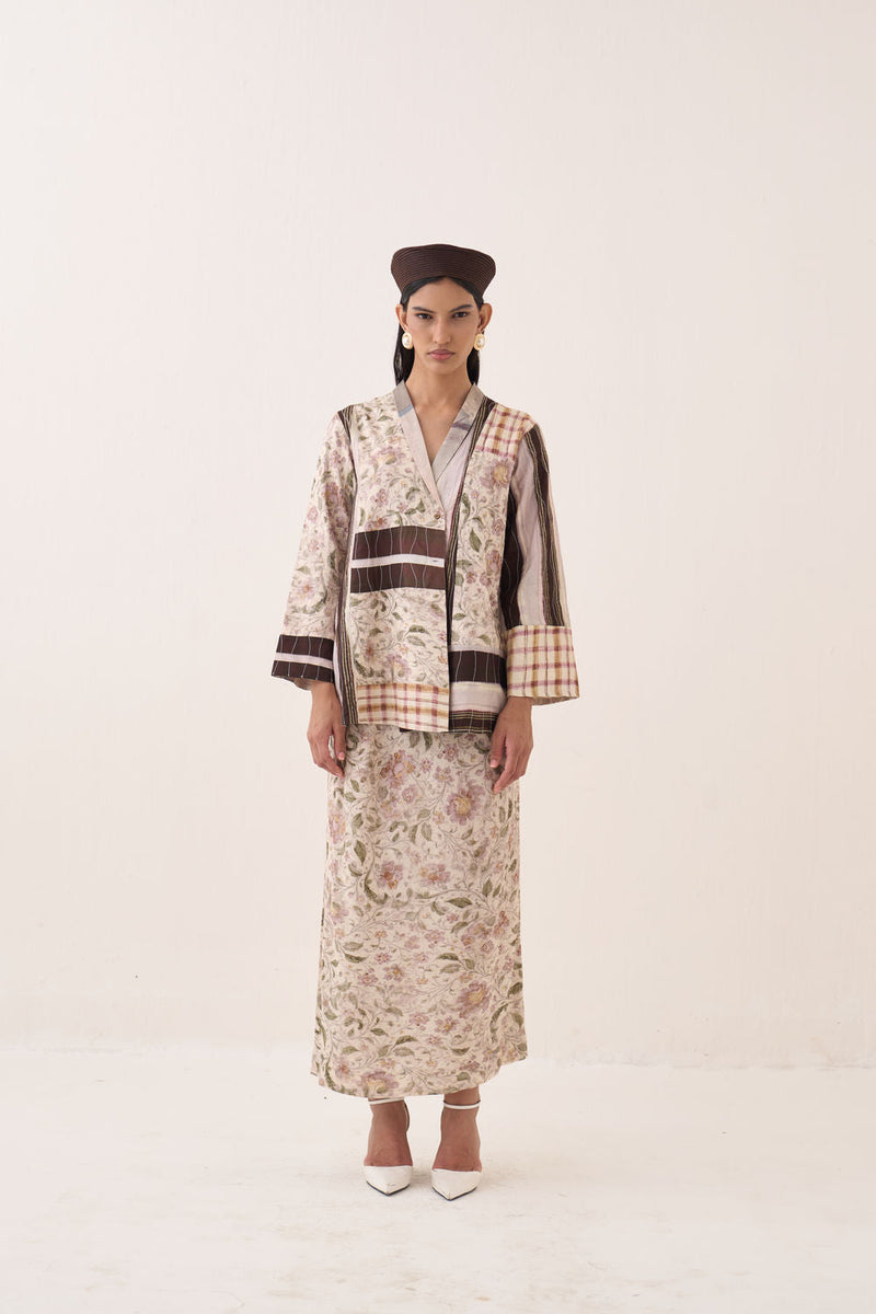 Gulzar Midi Skirt bemberg muslin pant/trouser by O'Frida in ivory for women in Singapore