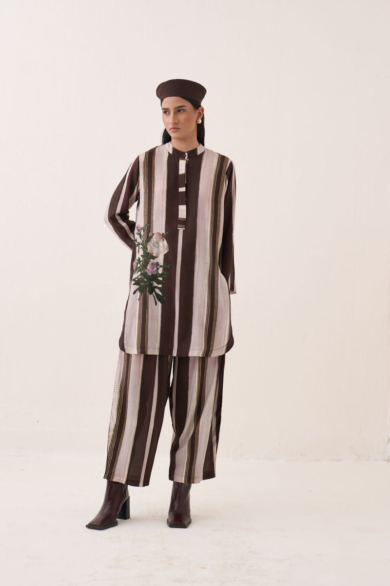Shyam Mantesh KD bemberg muslin kurta/kurta set by O'Frida in brown for women in Singapore