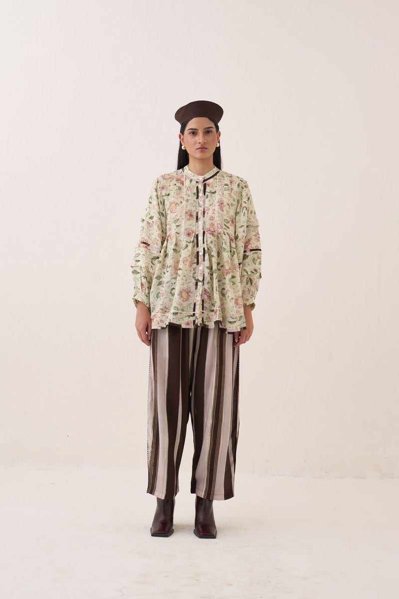 Gulzar Boheme Top Set bemberg muslin co-ord set by O'Frida in ivory for women in Singapore