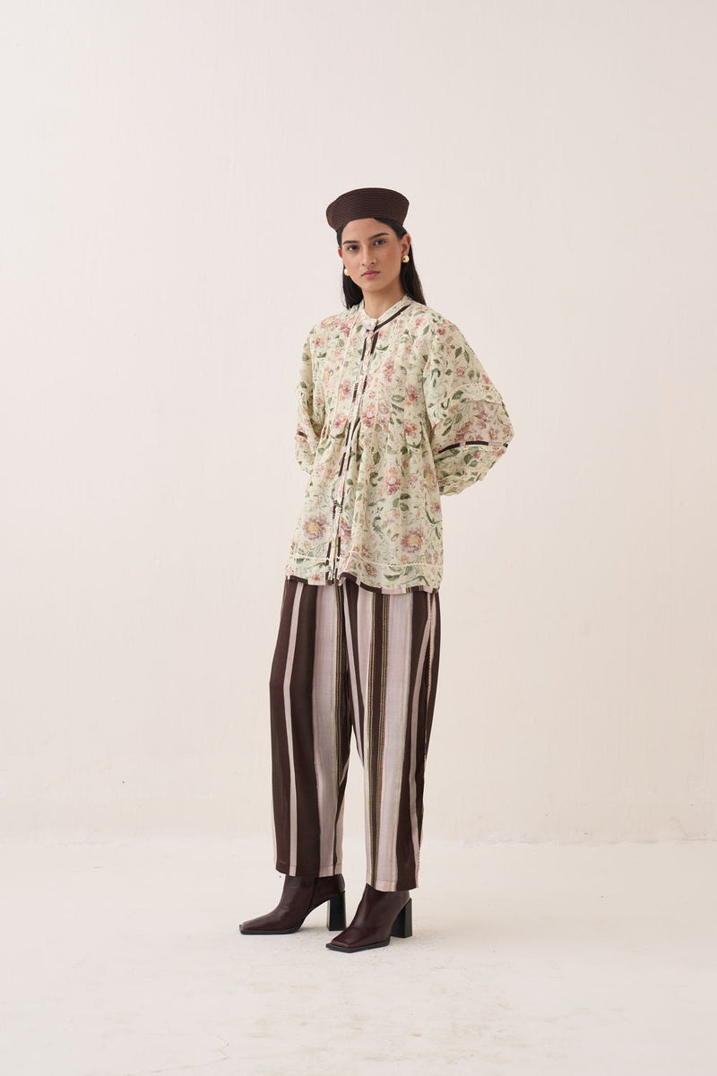 Gulzar Boheme Top Set bemberg muslin co-ord set by O'Frida in ivory for women in Singapore