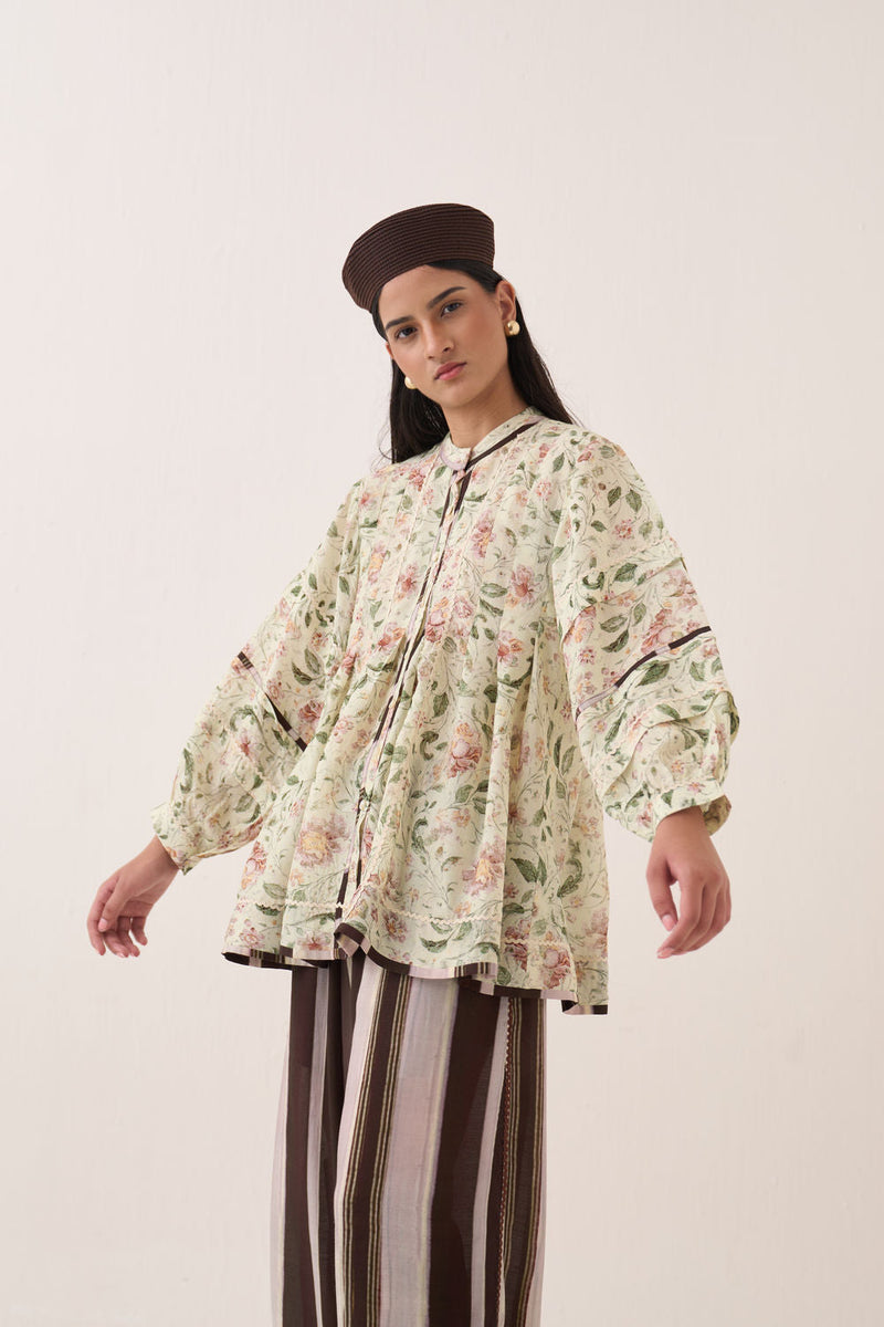 Gulzar Boheme Top bemberg muslin top/shirt by O'Frida in ivory for women in Singapore