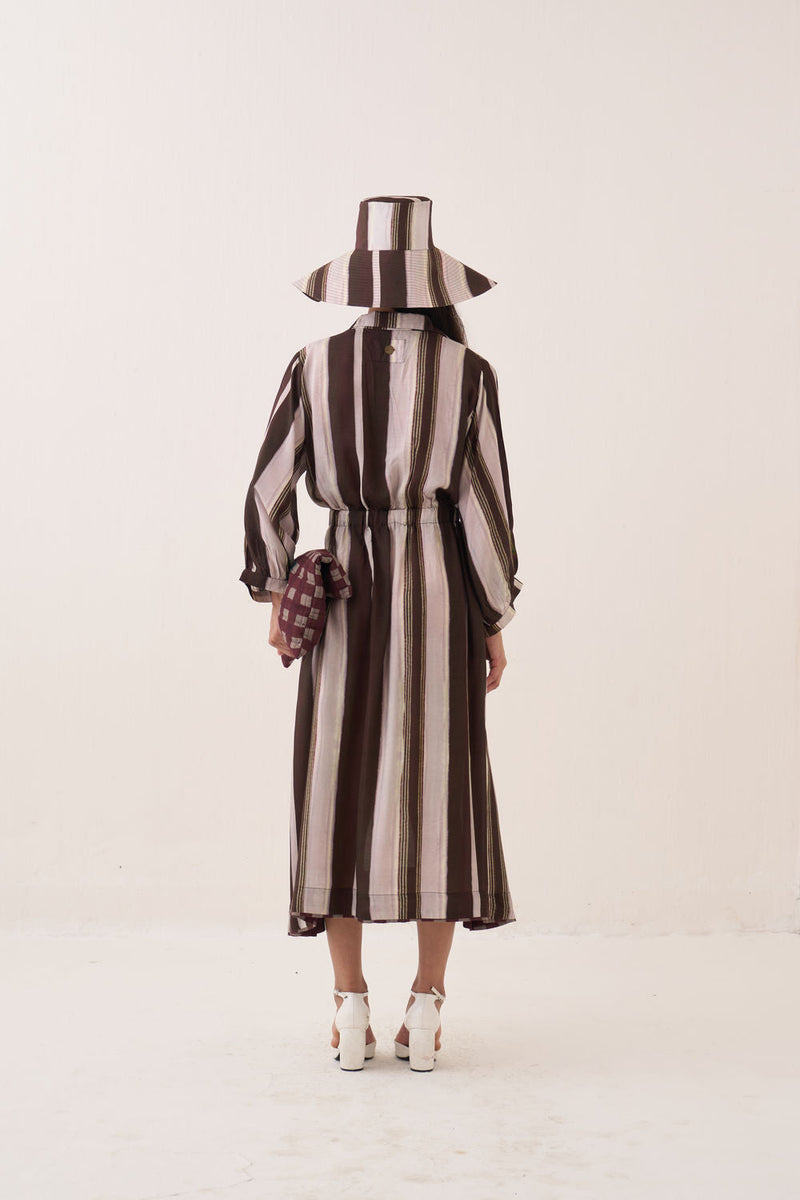 Shyam Poem Dress bemberg muslin dress by O'Frida in brown for women in Singapore