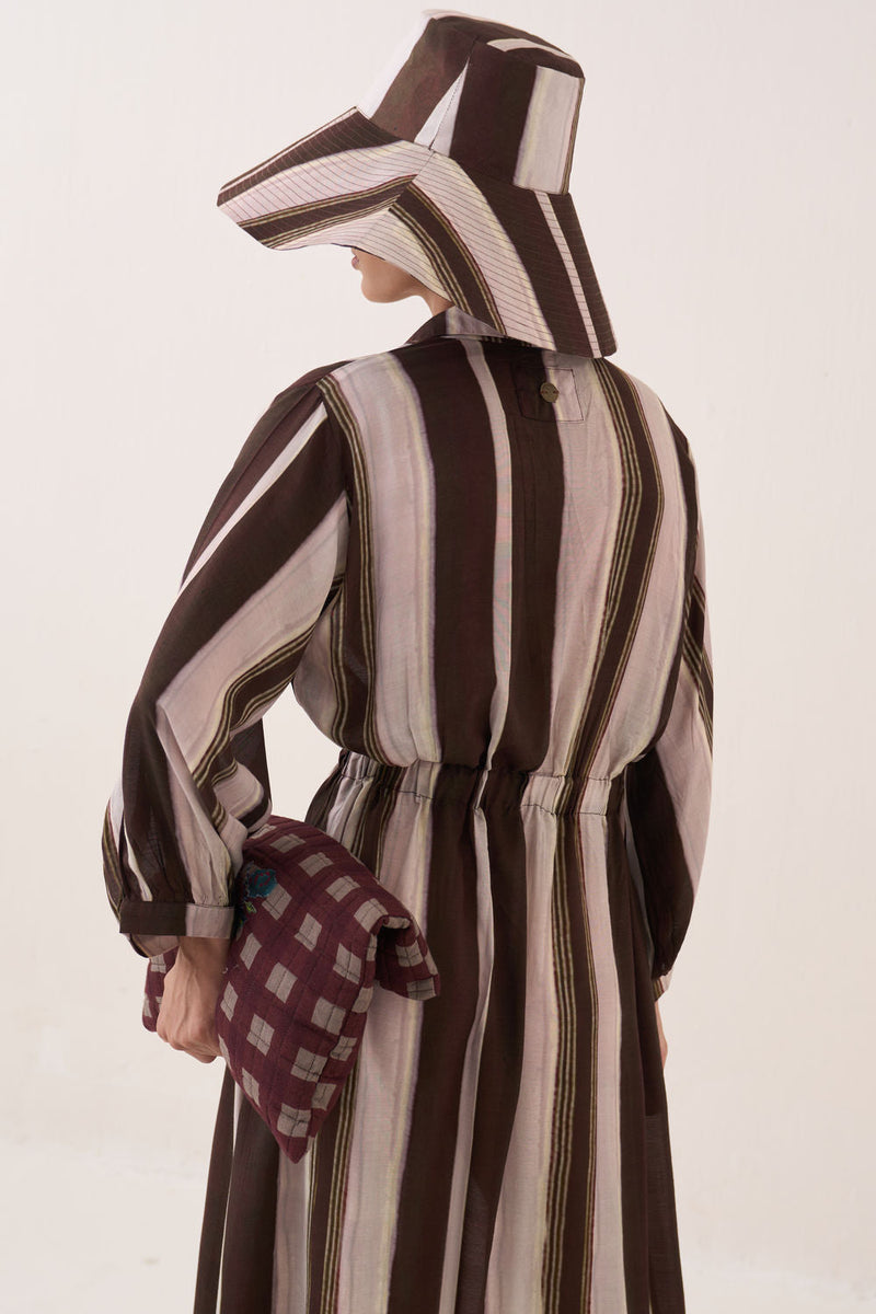 Shyam Poem Dress bemberg muslin dress by O'Frida in brown for women in Singapore