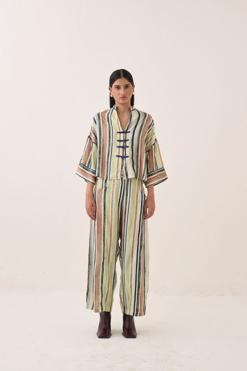 Rekha Box Shirt bemberg muslin top/shirt by O'Frida in green for women in Singapore