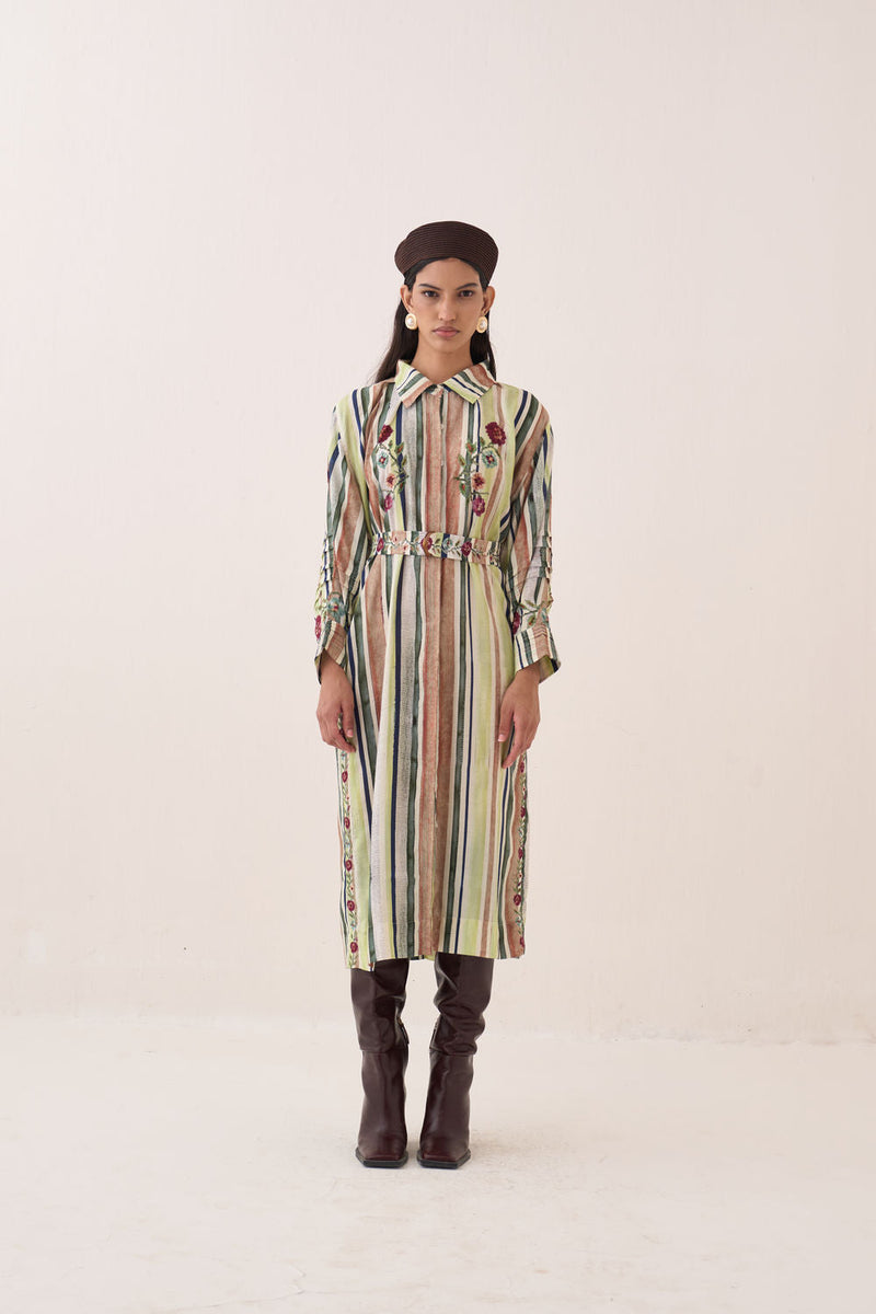 Rekha Bloomist Dress bemberg muslin dress by O'Frida in green for women in Singapore