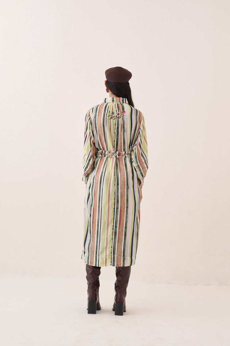 Rekha Bloomist Dress bemberg muslin dress by O'Frida in green for women in Singapore