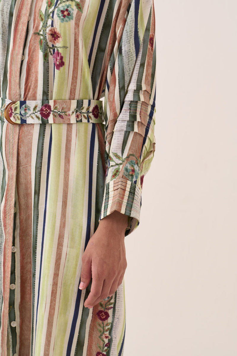 Rekha Bloomist Dress bemberg muslin dress by O'Frida in green for women in Singapore