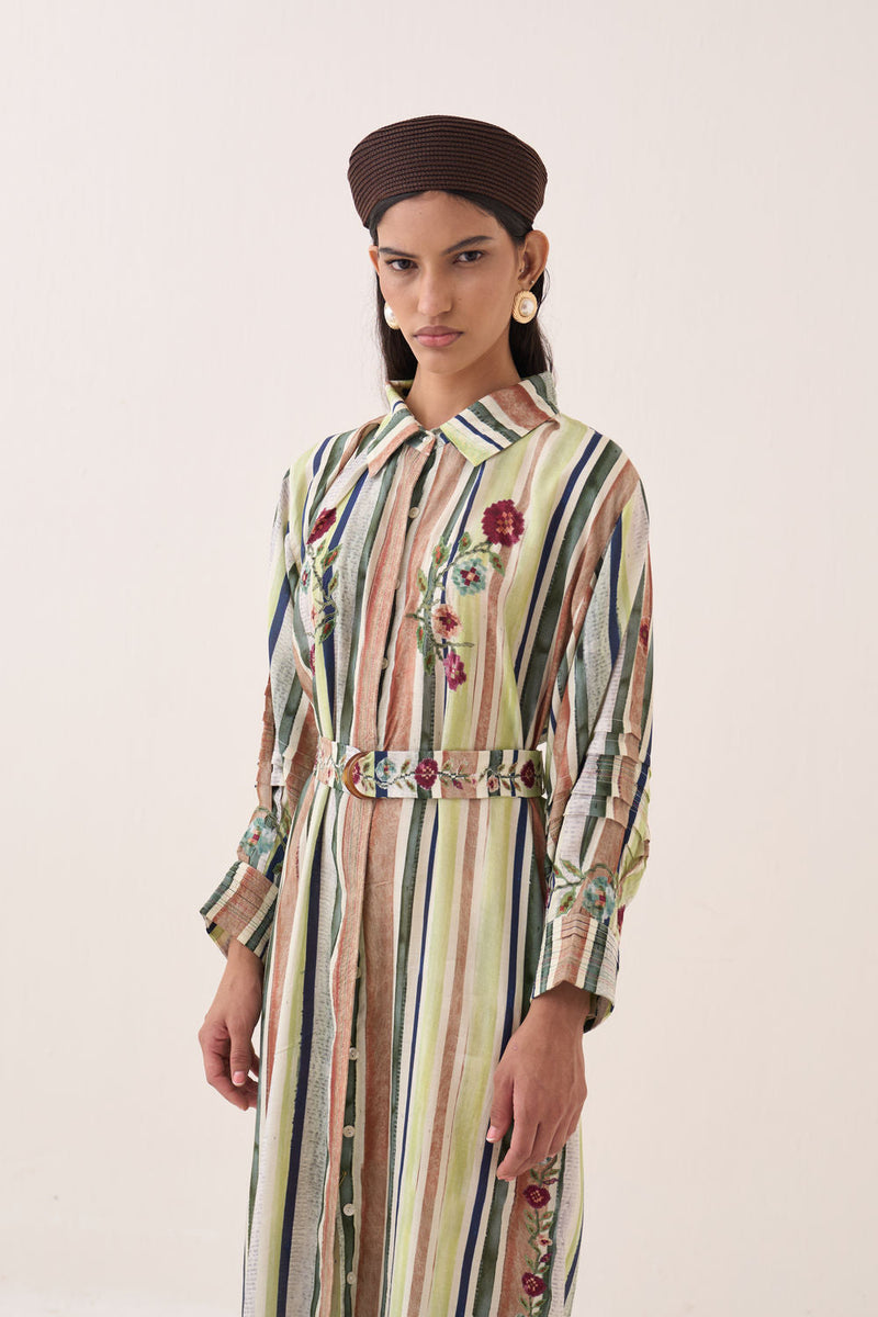 Rekha Bloomist Dress bemberg muslin dress by O'Frida in green for women in Singapore