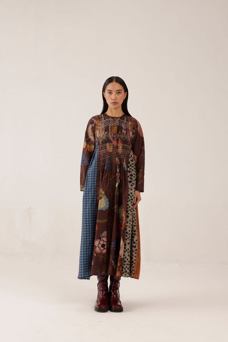 Frida Dress-Floret cotton silk dress by CORD in multi-color for women in Singapore