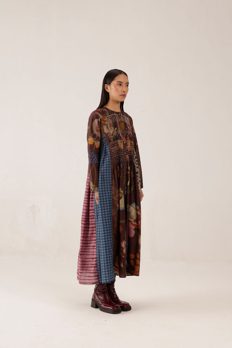 Frida Dress-Floret cotton silk dress by CORD in multi-color for women in Singapore