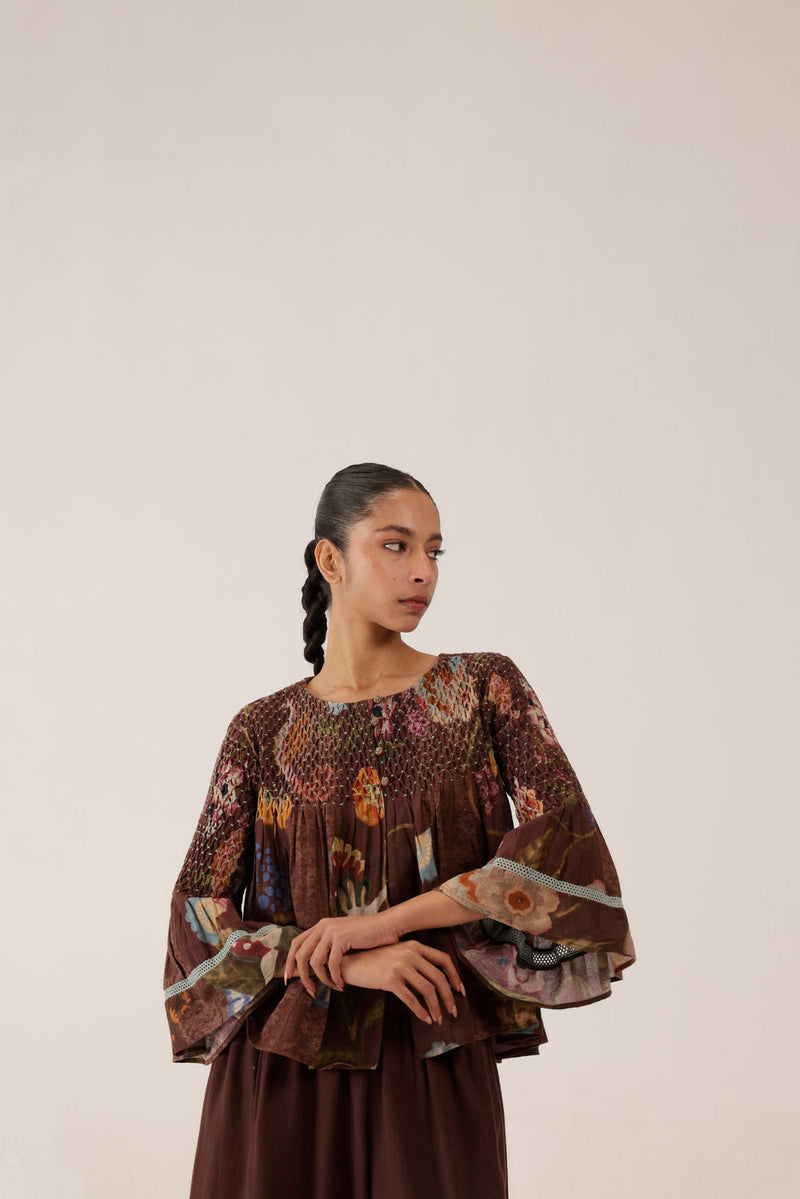 Louie Top-Floret cotton top and shirts by CORD in multi-color for women in Singapore