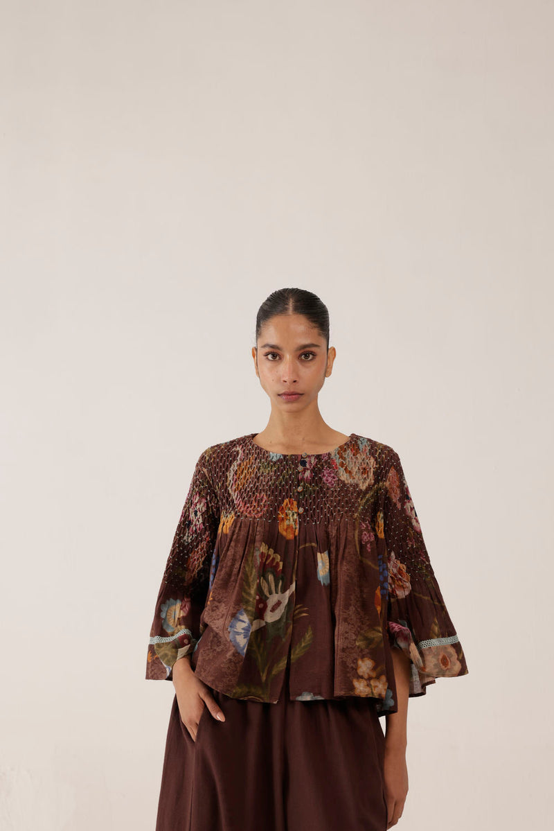 Louie Top-Floret cotton top and shirts by CORD in multi-color for women in Singapore