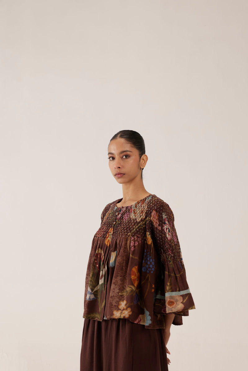 Louie Top-Floret cotton top and shirts by CORD in multi-color for women in Singapore
