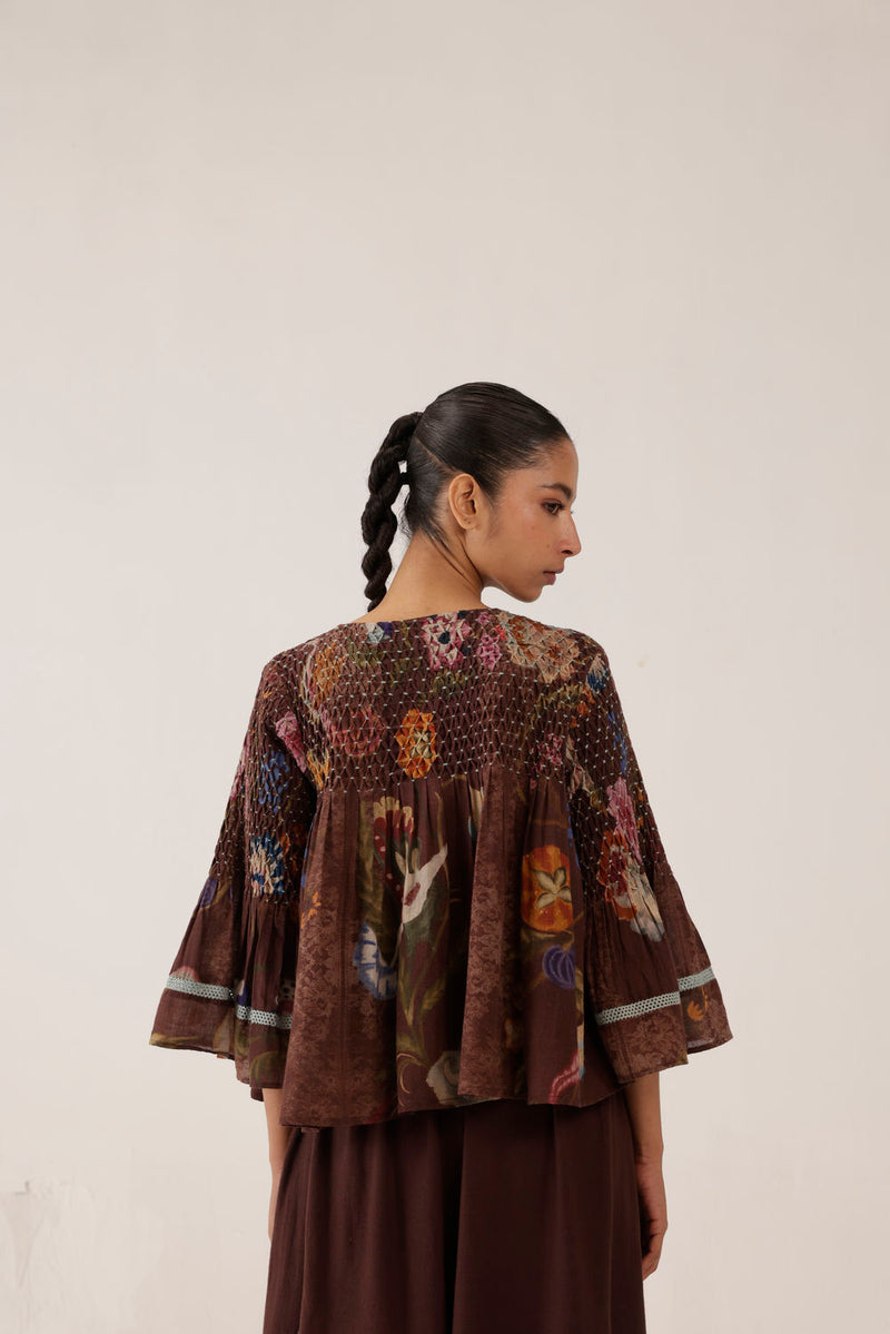 Louie Top-Floret cotton top and shirts by CORD in multi-color for women in Singapore