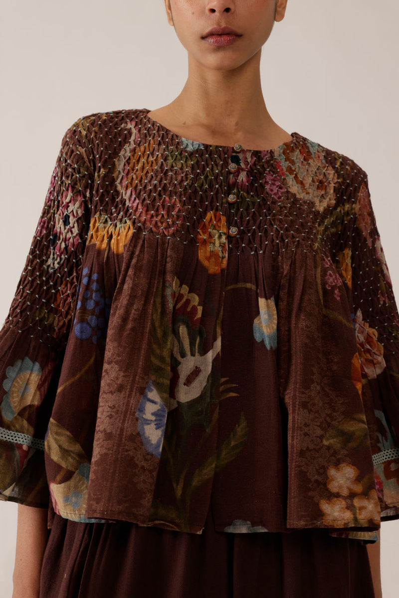Louie Top-Floret cotton top and shirts by CORD in multi-color for women in Singapore