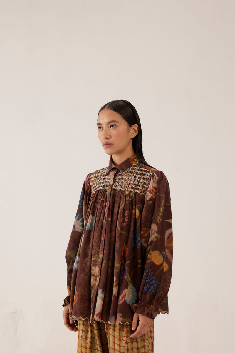 Judy Shirt-Floret cotton top/shirt by CORD in multi-color for women in Singapore