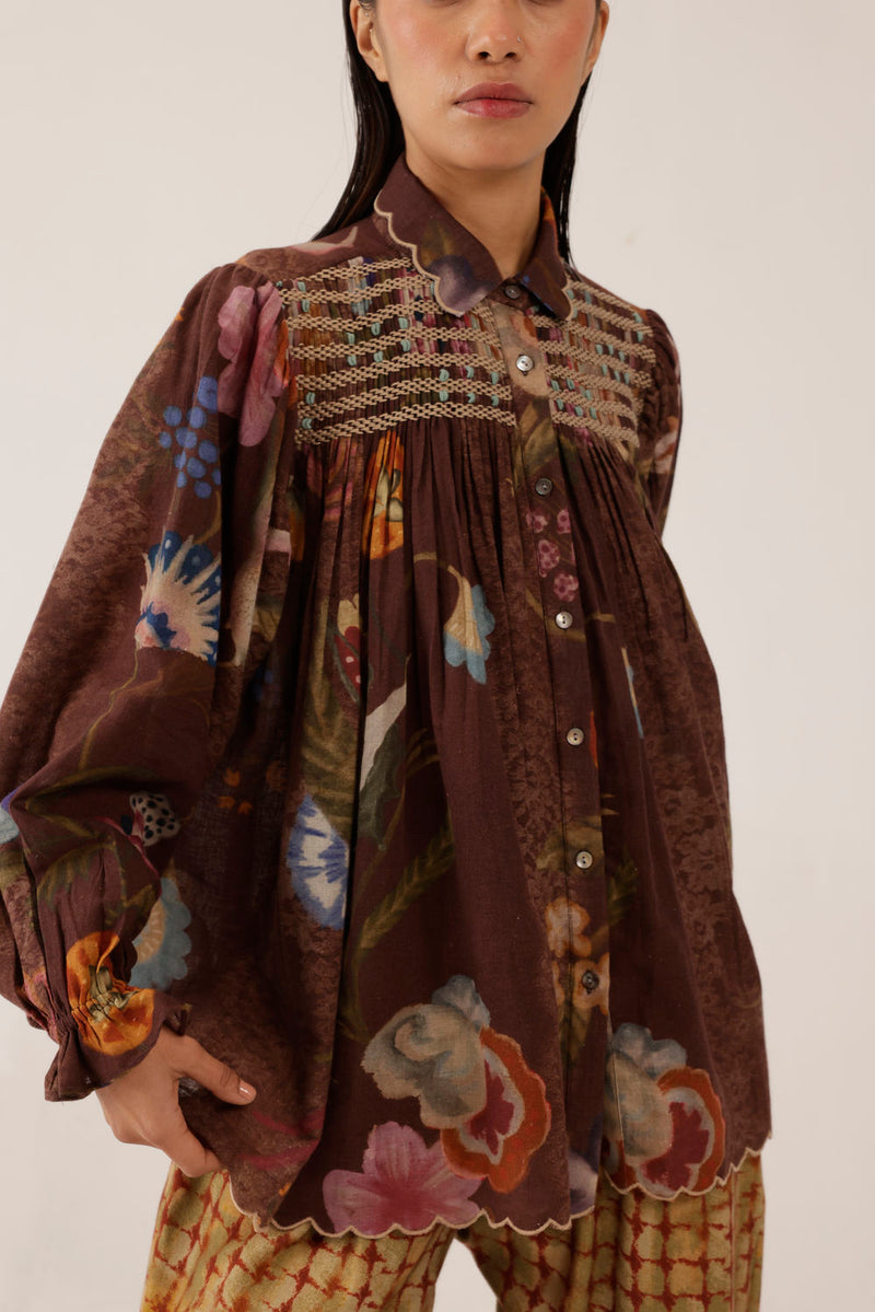 Judy Shirt-Floret cotton top/shirt by CORD in multi-color for women in Singapore