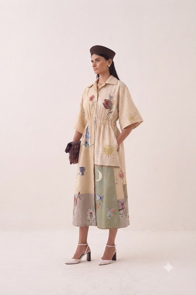 Nakshatra Poem Dress poplin dress by O'Frida in multi-color for women in Singapore