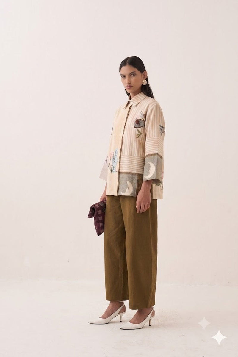 Nakshatra Ivy Shirt poplin top/shirt by O'Frida in multi-color for women in Singapore