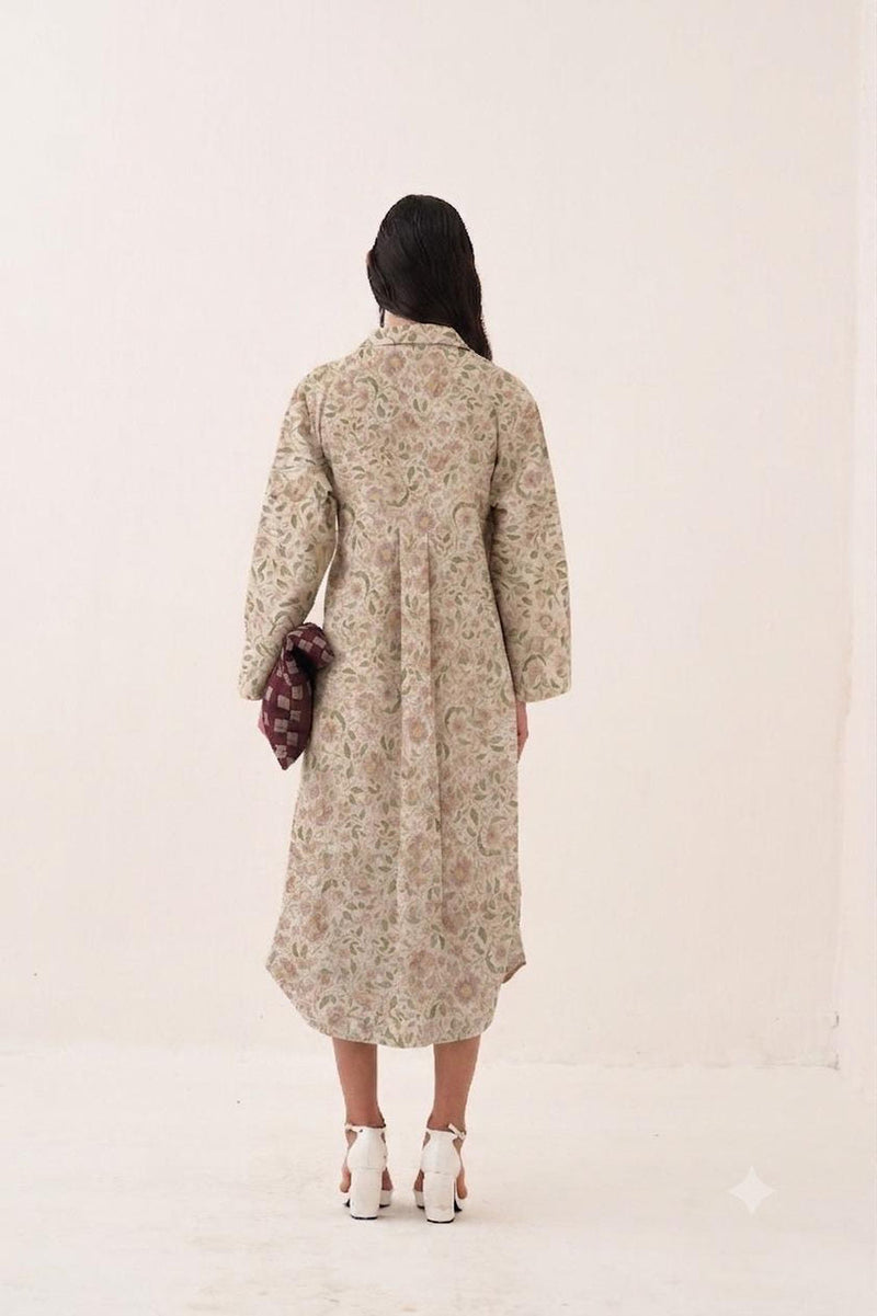 Gulzar Wrap Trench bemberg muslin dress by O'Frida in off white for women in Singapore