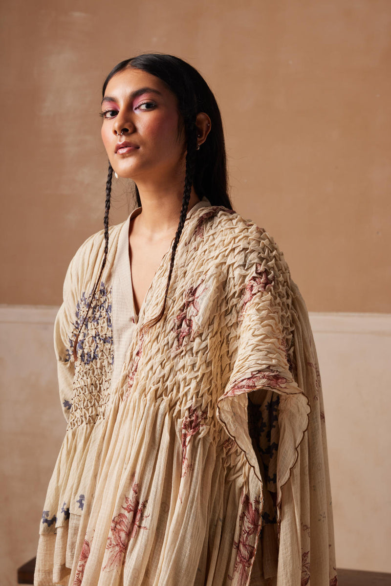 Smocked Saree-Peony cotton by CORD for women in Singapore