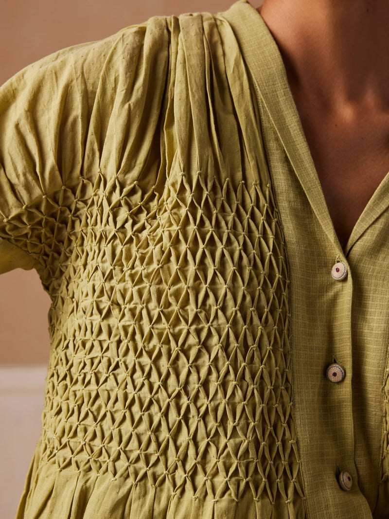 Jade top-Lime green cotton by CORD for women in Singapore