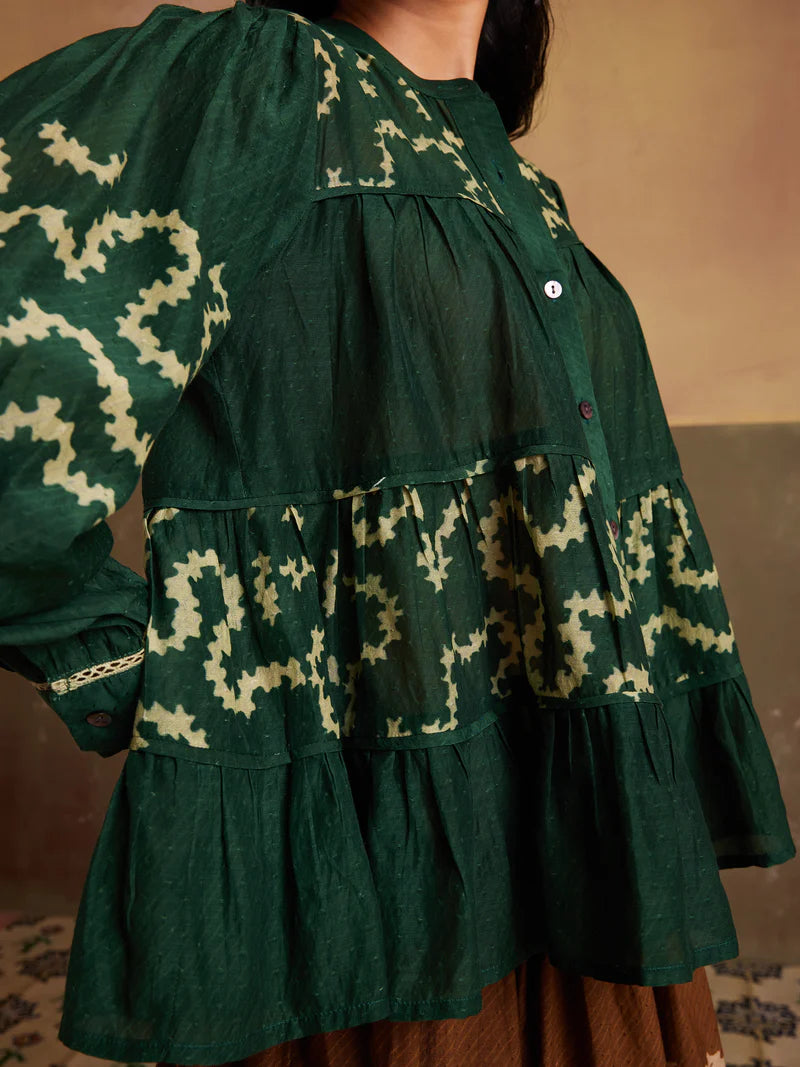 Tier Top-Indigo-Emerald Spiral cotton by CORD for women in Singapore