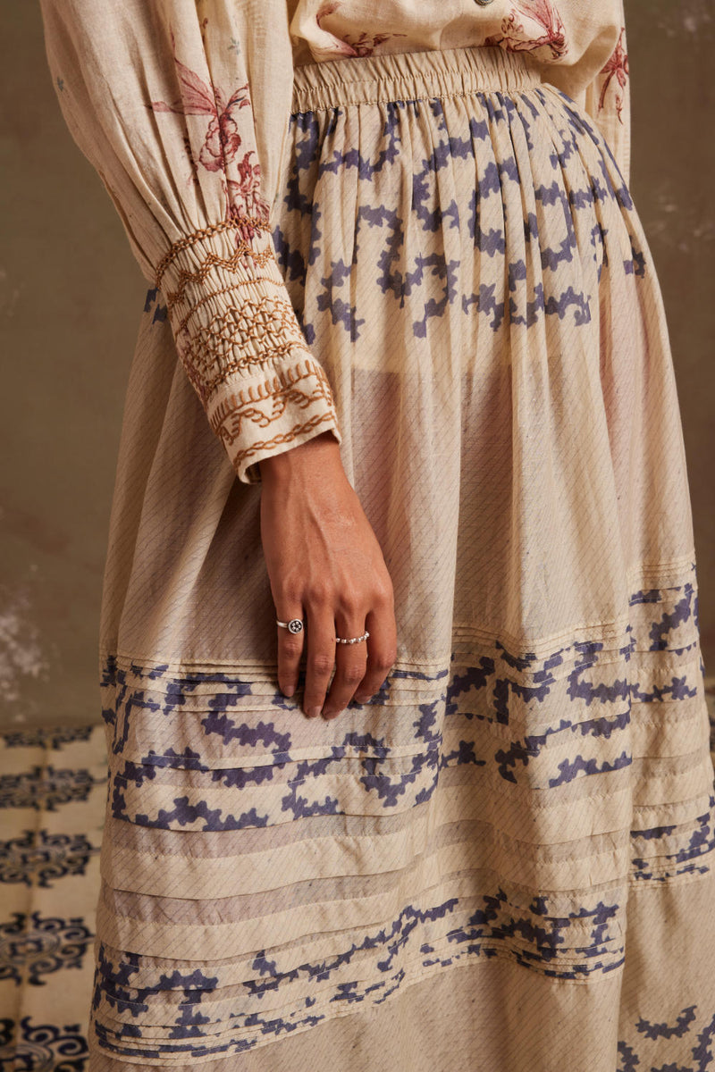 Farmer Set (Top + Skirt)-Peony-Spiral cotton by CORD for women in Singapore