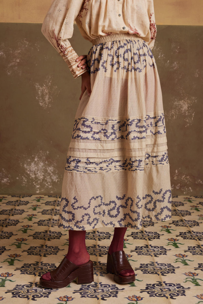 Farmer Set (Top + Skirt)-Peony-Spiral cotton by CORD for women in Singapore