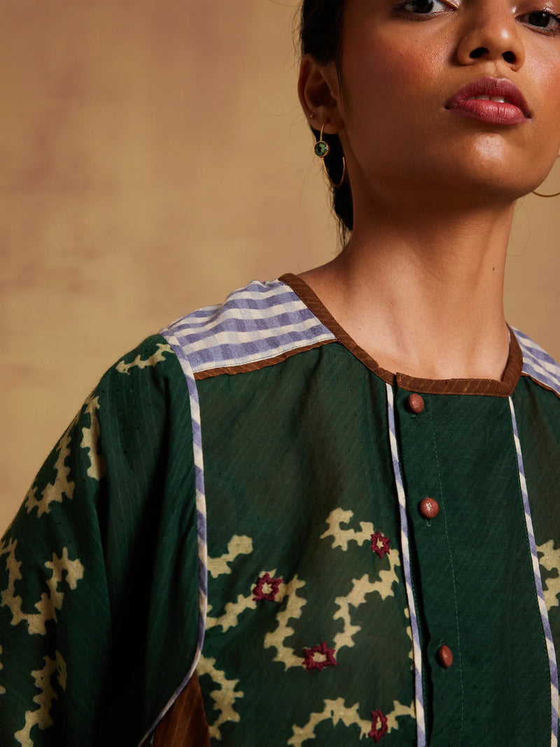Maison top-Tan-Emerald Spiral cotton by CORD for women in Singapore
