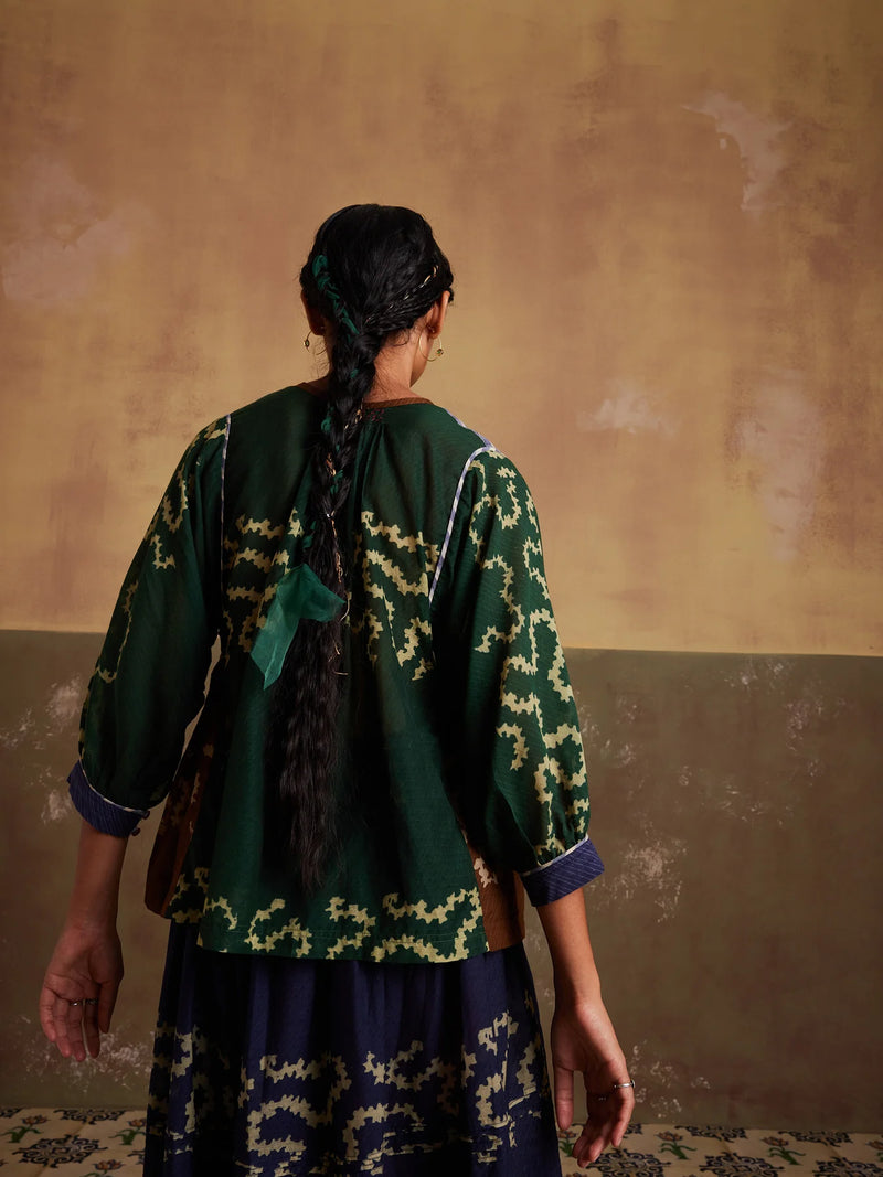 Maison top-Tan-Emerald Spiral cotton by CORD for women in Singapore